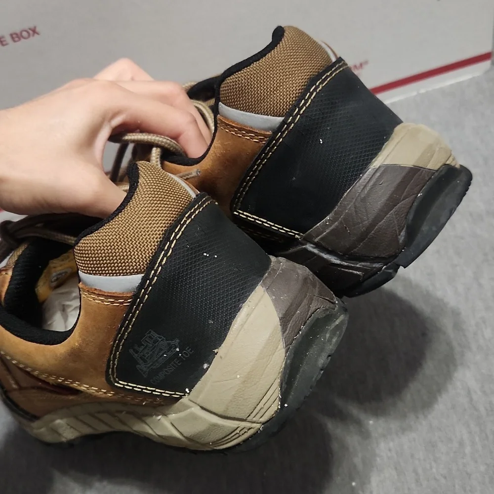 CATERPILLAR Men's Brown Leather Composite Toe Work Shoes Sneakers Low-Top Boots - Picture 12 of 17